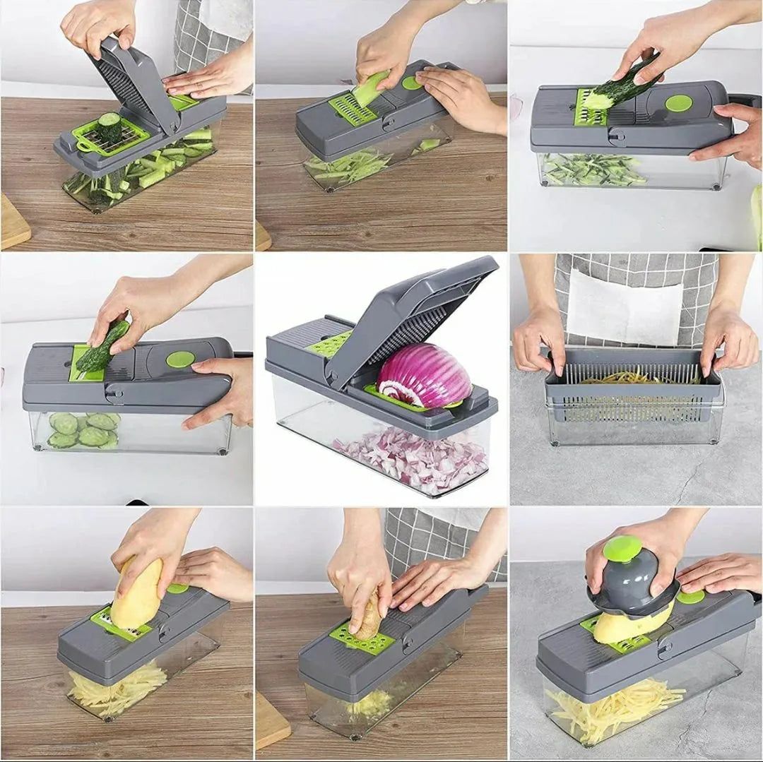 16 in 1 food chopper slicer with colander basket for cutting vegetables quickly