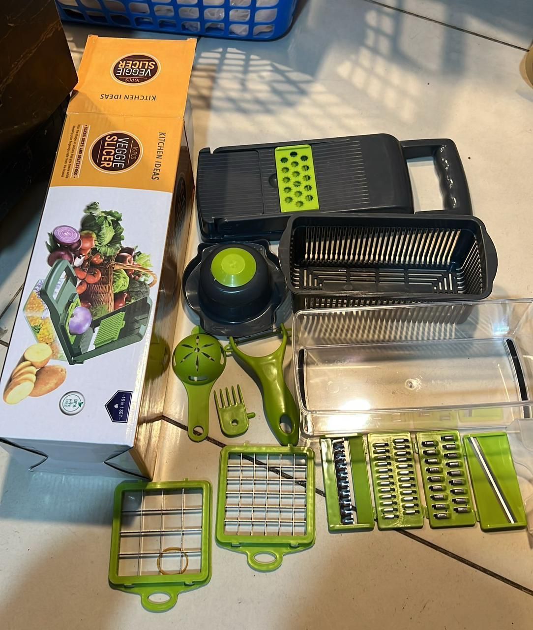 kitchen vegetable cutter with container and drain basket multifunction chopper Pakistan