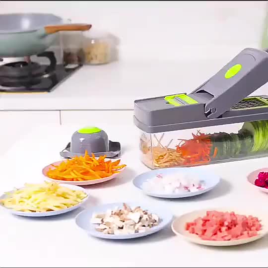multifunction vegetable cutter 16 in 1 with dicer slicer and drain basket for kitchen use