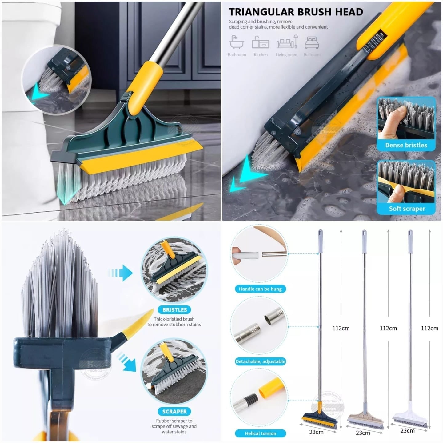 dual purpose broom with wiper blade for quick floor cleaning