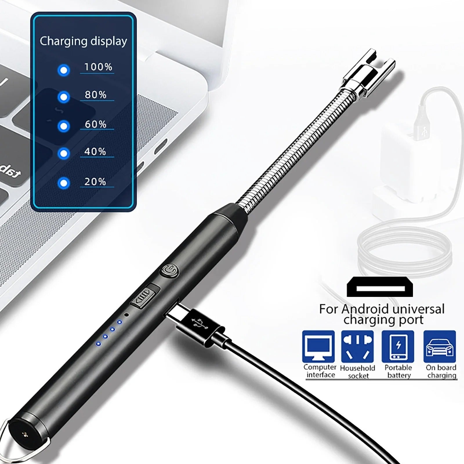 electric arc lighter USB rechargeable flexible neck windproof kitchen lighter outdoor use