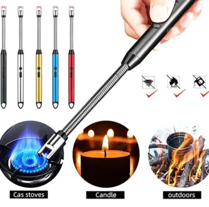 360 degree outdoor kitchen USB rechargeable arc lighter with flexible neck windproof safety lock Pakistan