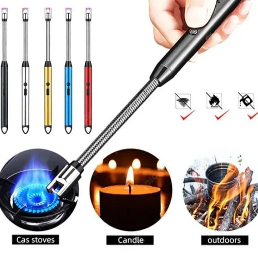360 degree outdoor kitchen USB rechargeable arc lighter with flexible neck windproof safety lock Pakistan