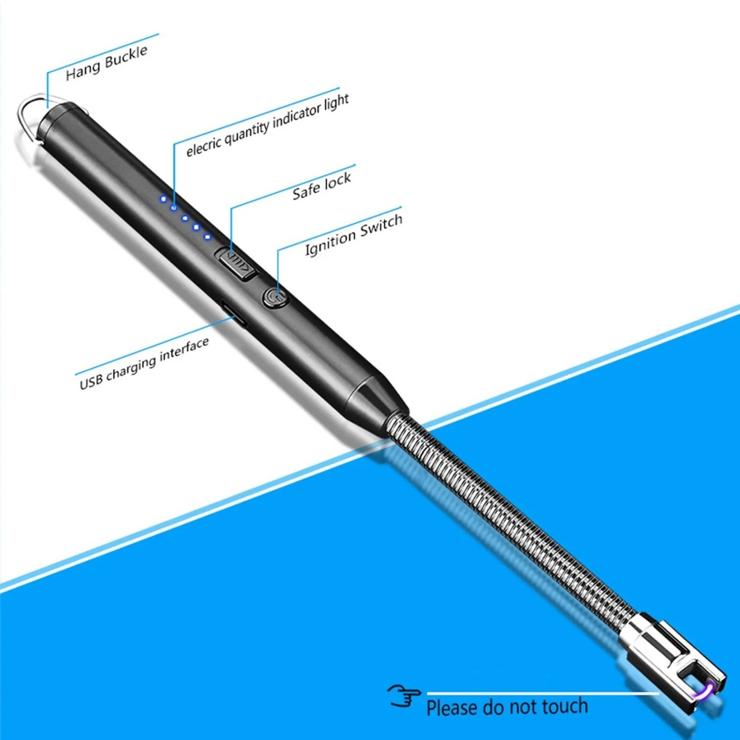 360° flexible neck electronic lighter USB charging safety lock eco friendly windproof lighter