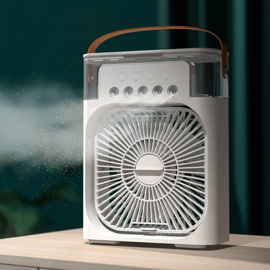 5 hole mist cooling fan with ultra fine spray for powerful cooling in Pakistan summer