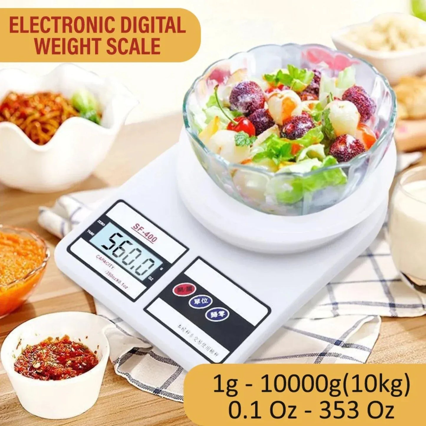 Digital Kitchen Weight Scale | 10 kg Capacity | Measures in g &amp; oz | Without LED