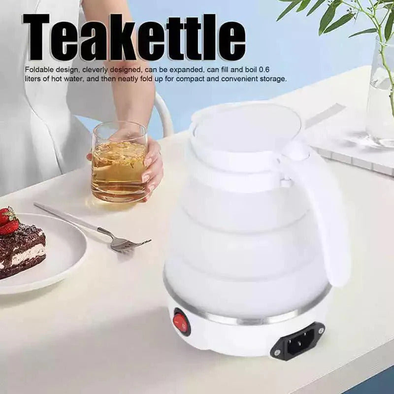 Foldable silicone travel kettle compact and easy to carry for trips and office use