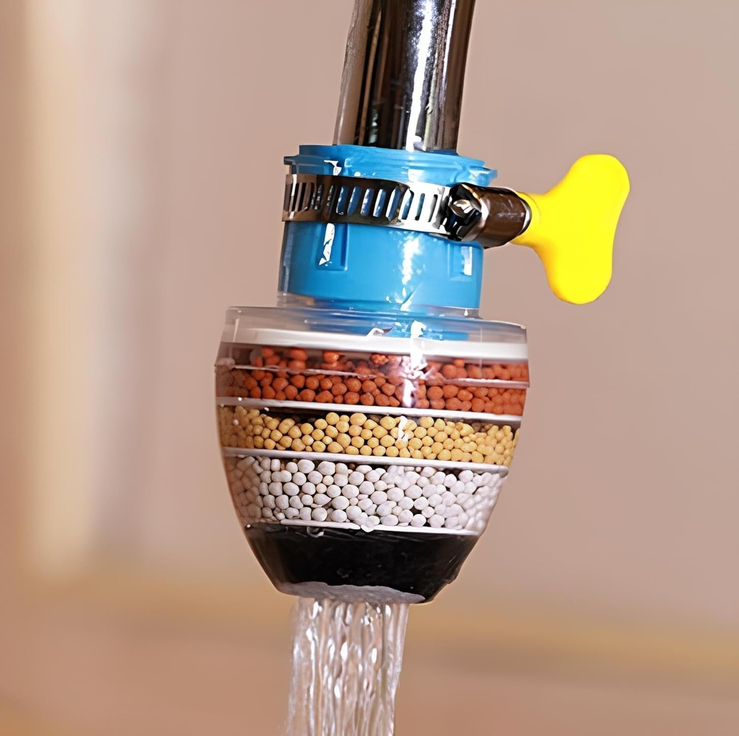 Fine Filter Faucet Anti Splash Water Saving Shower Head Purifier 6 Layer 