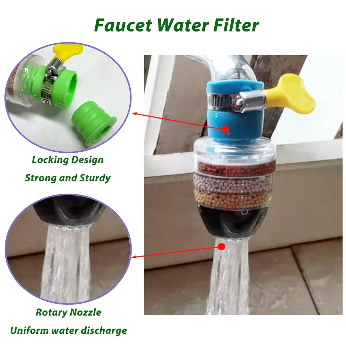 Fine Filter Faucet Anti Splash Water Saving Shower Head Purifier 6 Layer Filter Cartridge For Kitchen