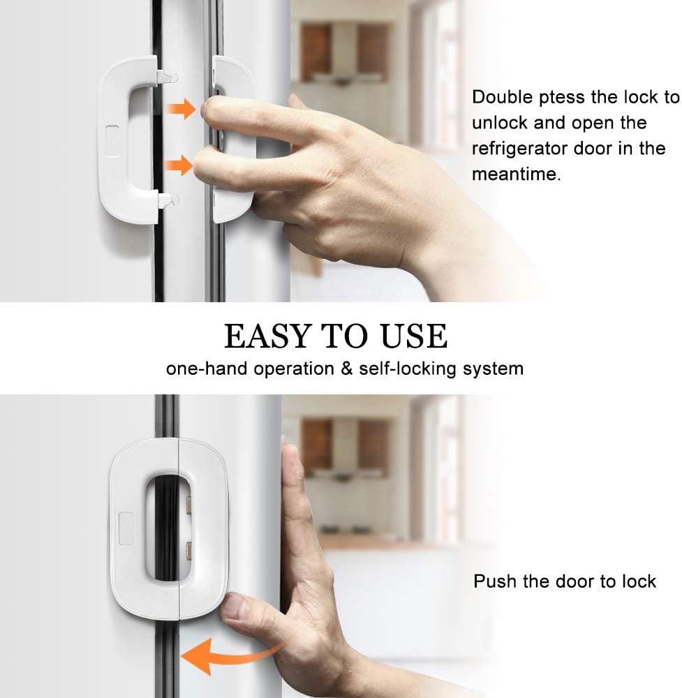 Fridge and freezer door lock preventing children from opening appliances