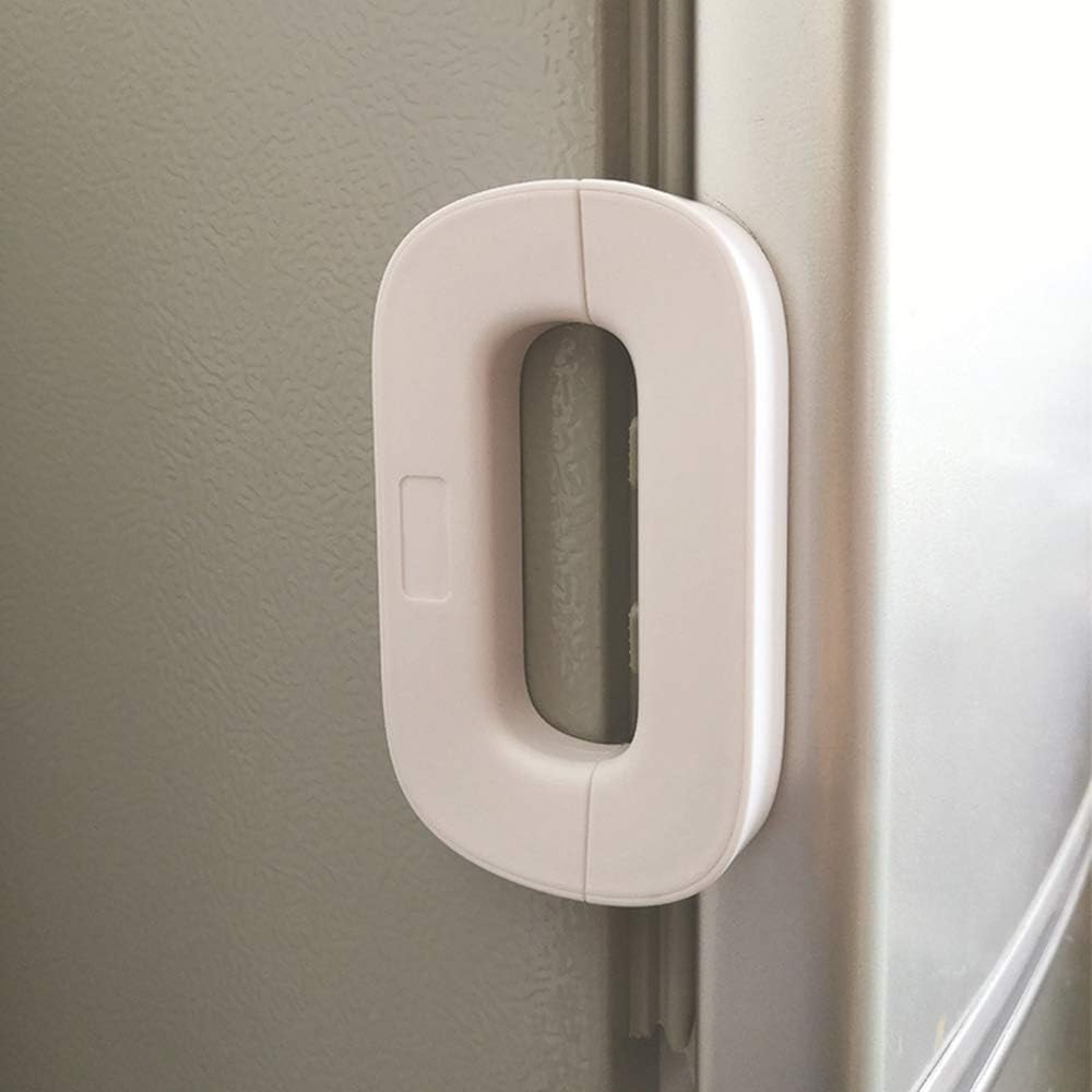 Child safety refrigerator lock installed on fridge door to keep kids safe at home in Pakistan