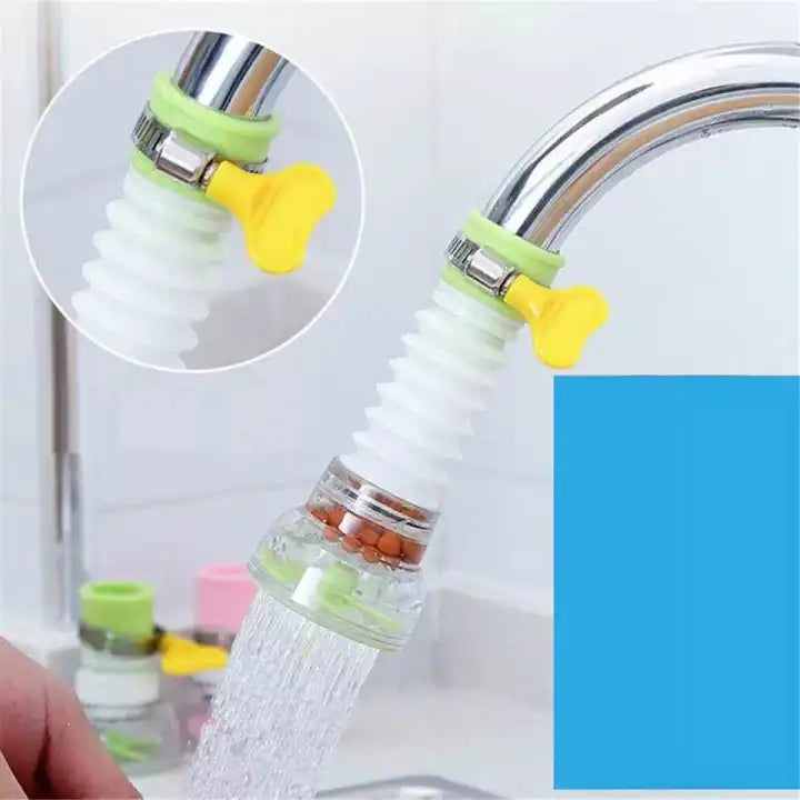 Flexible kitchen tap extender with filter for washing dishes and vegetables