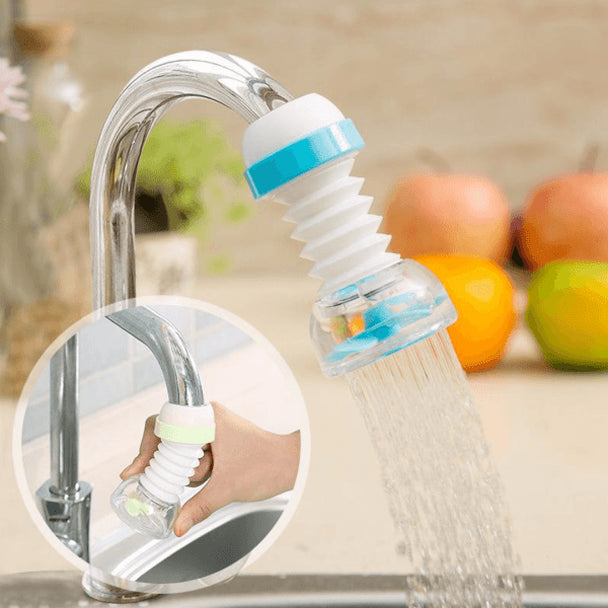 Tap nozzle extender with clip for smooth water flow and kitchen sink use