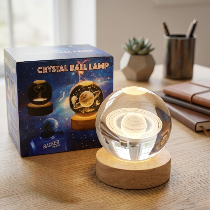 decorative LED crystal lamp placed on table for modern home decor Pakistan