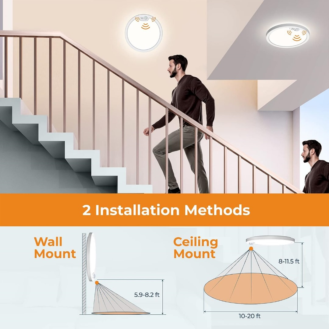 Motion sensor LED night light automatically turning on in dark room for home use in Pakistan