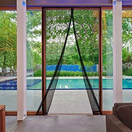 Easy install mosquito net curtain for door with hooks and tacks