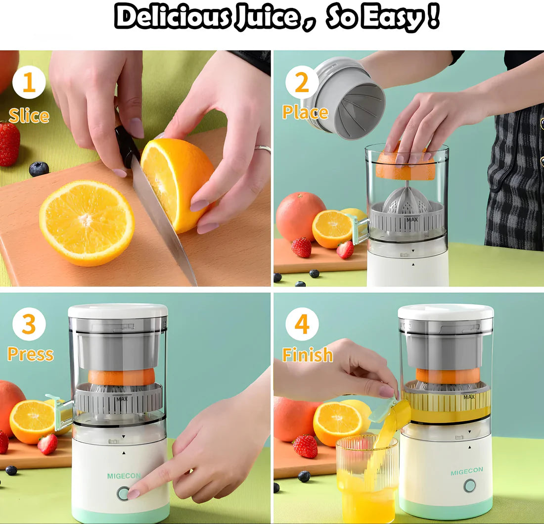 Hands free citrus juicer extracting fresh orange juice at home Pakistan