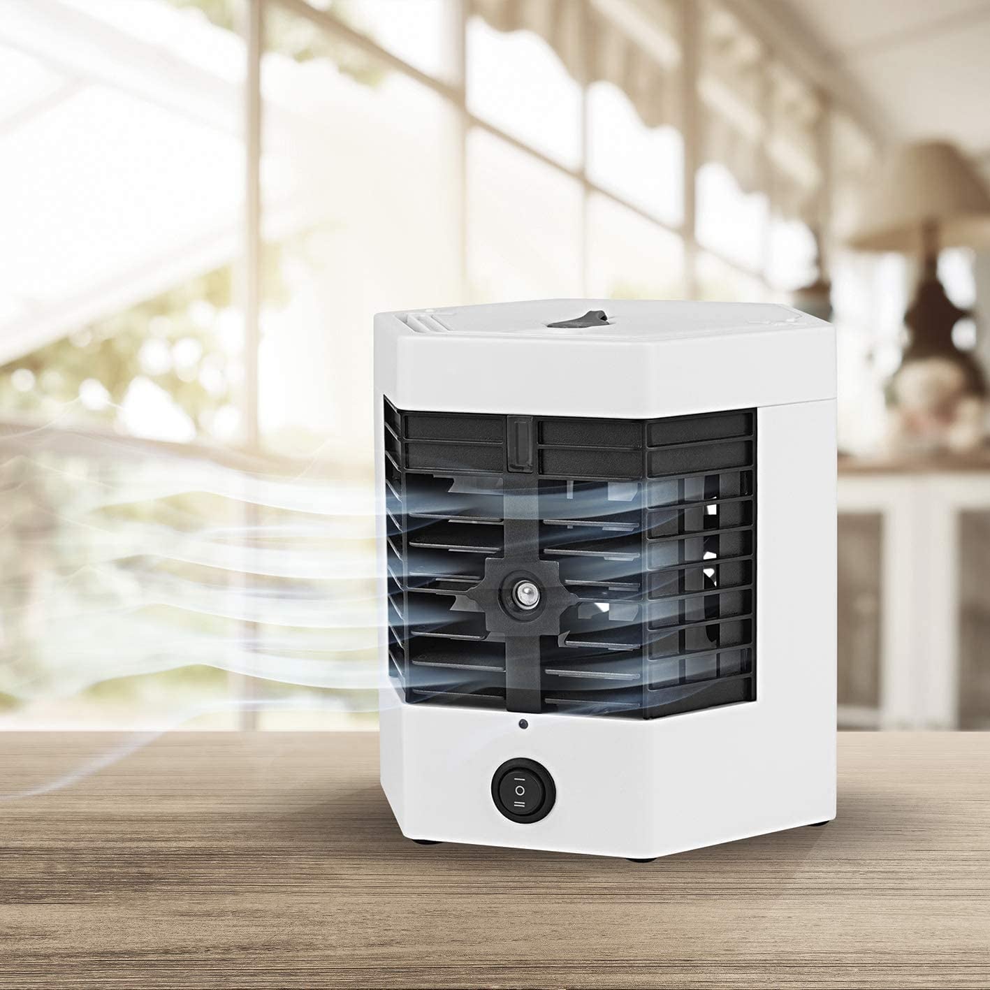 Portable mini air cooler with mist fan and LED light for home use in Pakistan