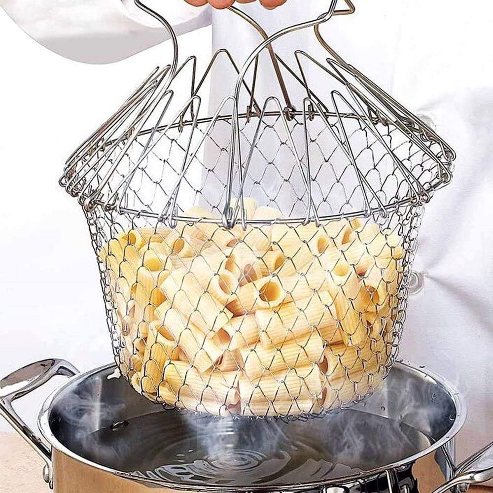 Durable stainless steel strainer basket for deep frying and draining oil