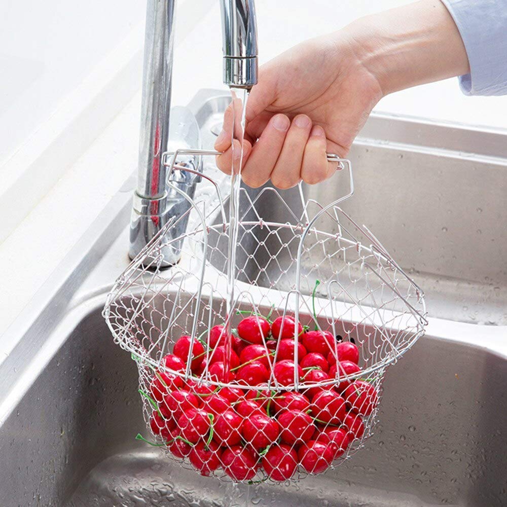 Compact foldable kitchen basket easy to store and use for daily cooking in Pakistan
