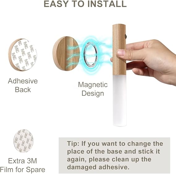 Compact motion sensor night lamp easy to install for kitchen bedroom and wardrobe