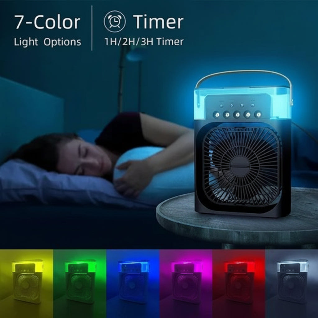 5 Hole Mist Cooling Fan with LED Light & Adjustable Speed Portable Mini Air Cooler for Pakistan Summer