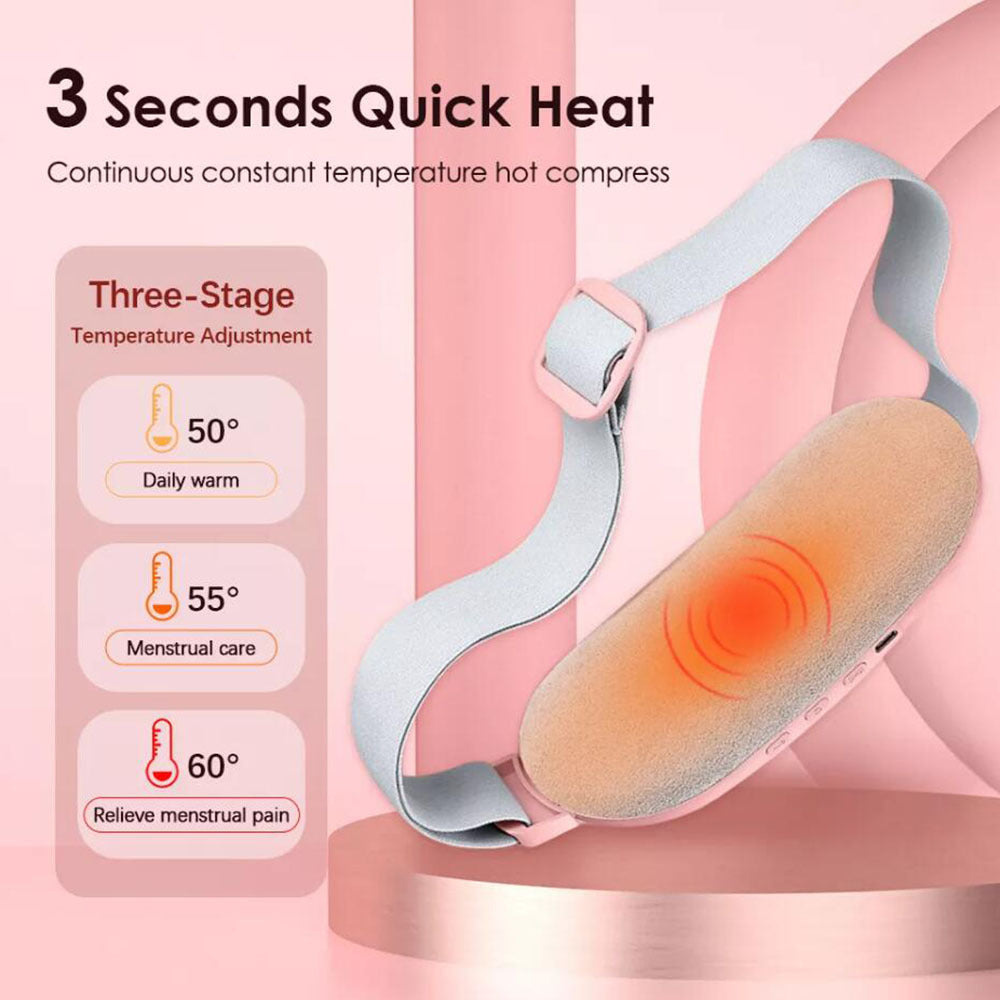 Women using heating belt for period cramps at home in Pakistan