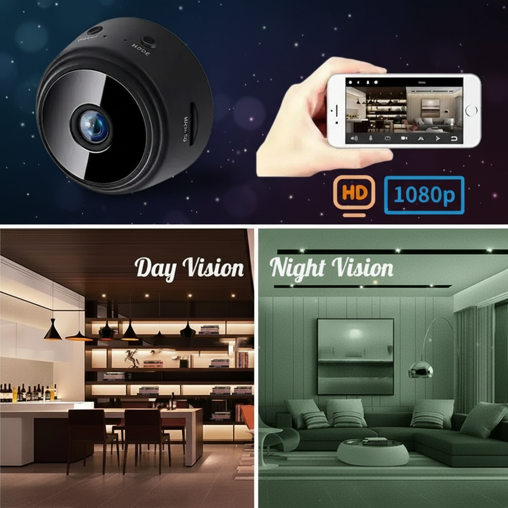 A9 mini WiFi camera 1080p HD with night vision wireless security camera for clear day and night monitoring Pakistan
