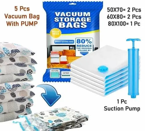Vacuum seal storage bags protecting clothes from dust and moisture