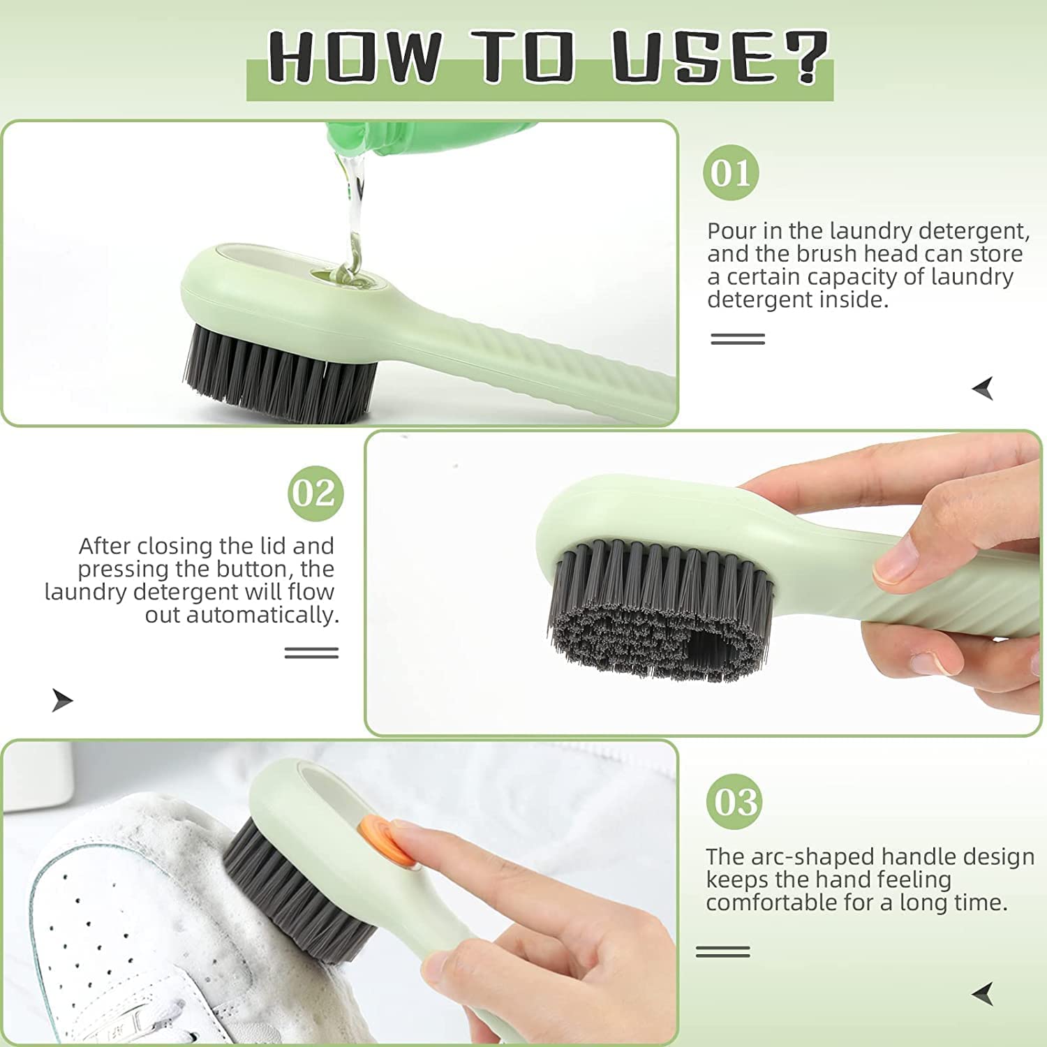 Handheld shoe cleaner brush for sports shoes and casual footwear cleaning