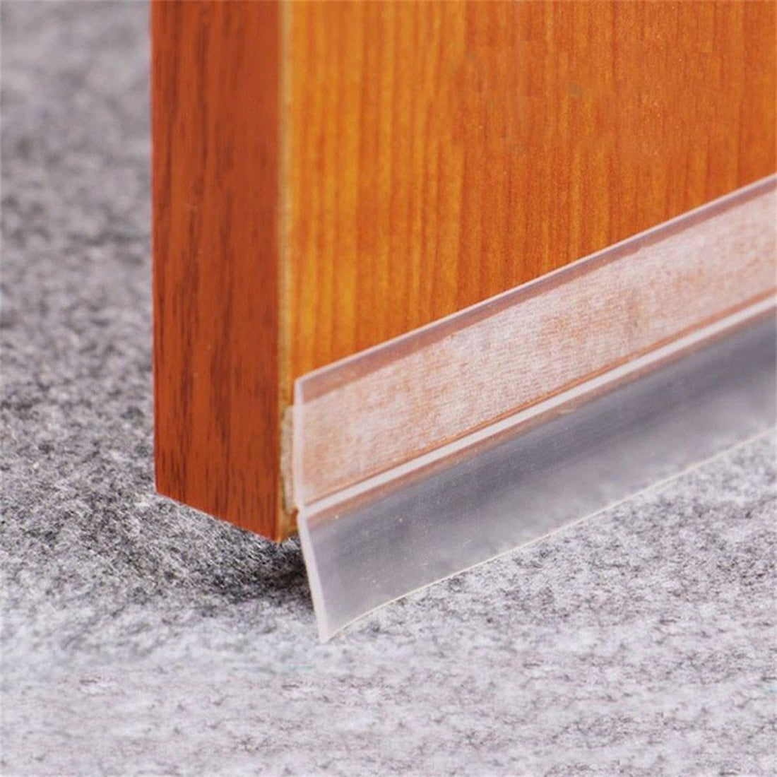 Door sealing tape installed under door to block dust and air in Pakistan homes