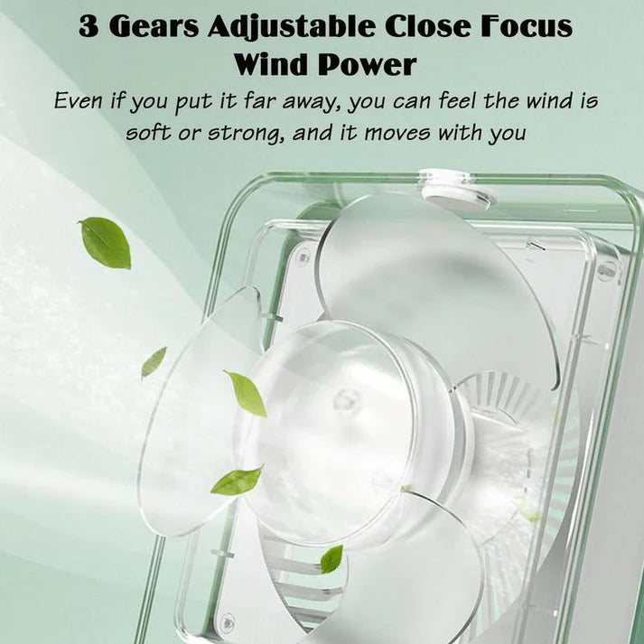 Mini air cooler fan with water spray and soft LED light for personal use Pakistan