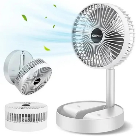 USB rechargeable portable fan for travel with adjustable height and compact design