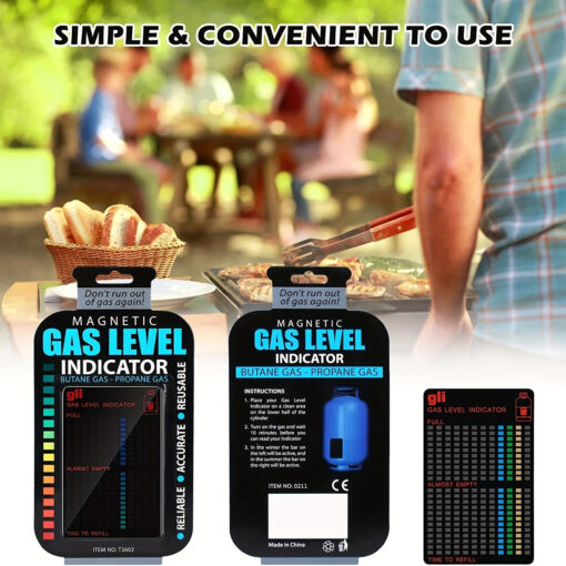 Magnetic LPG gas level indicator attached to cylinder showing gas level in Pakistan kitchen