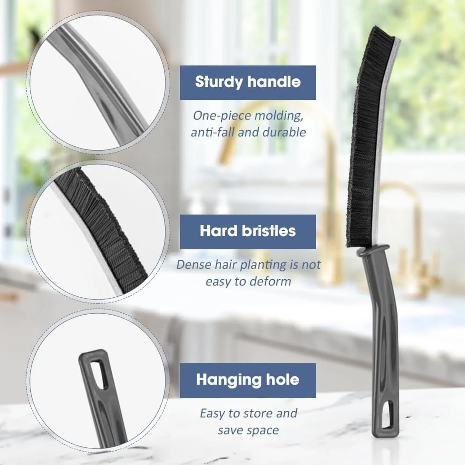 Multi purpose gap cleaning brush for kitchen sink edges and tile joints