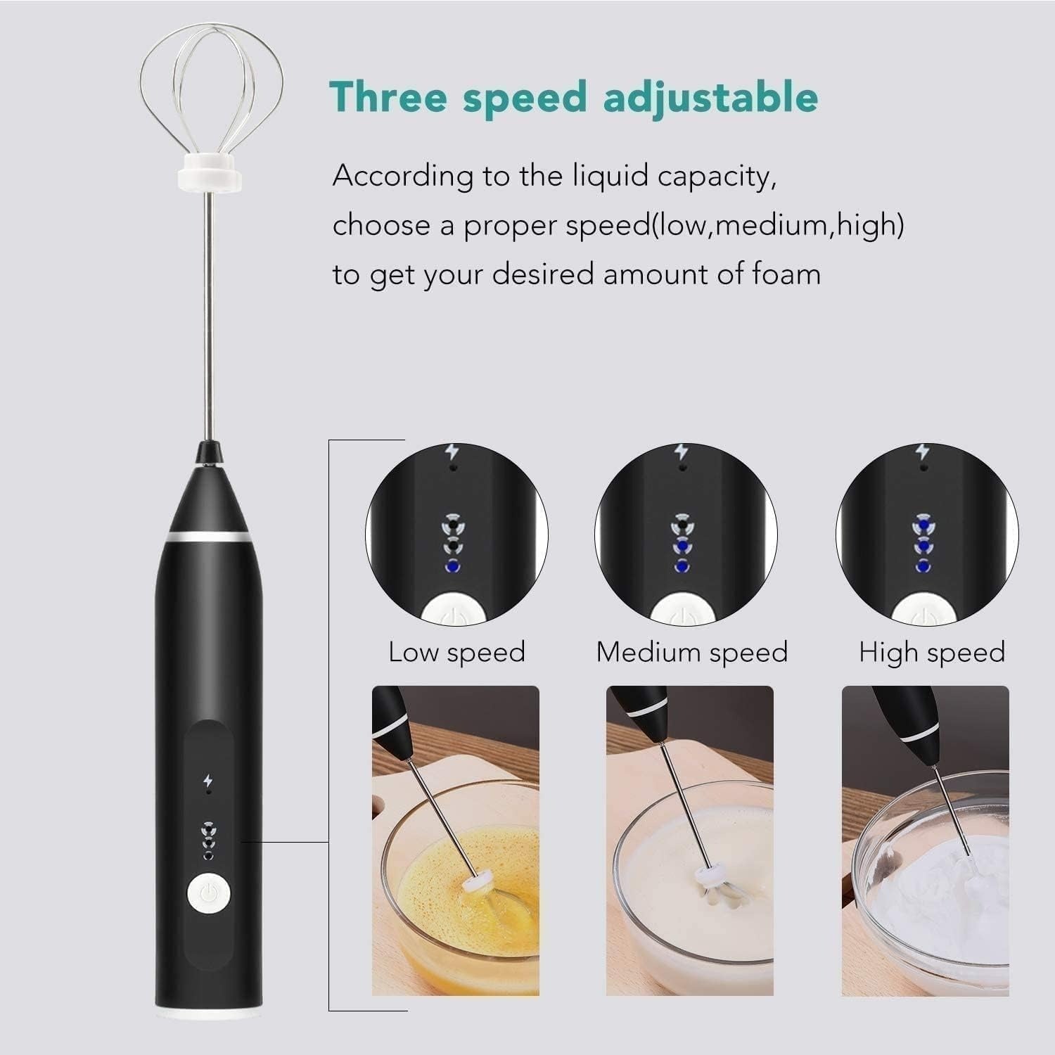 milk coffee frother with three speed settings 