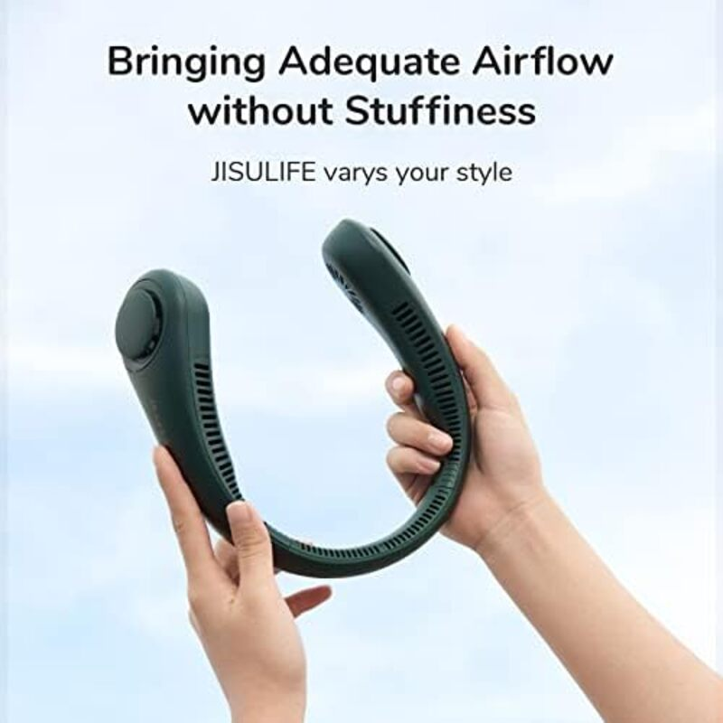 Wearable mini neck fan for heat relief while walking and working outdoors