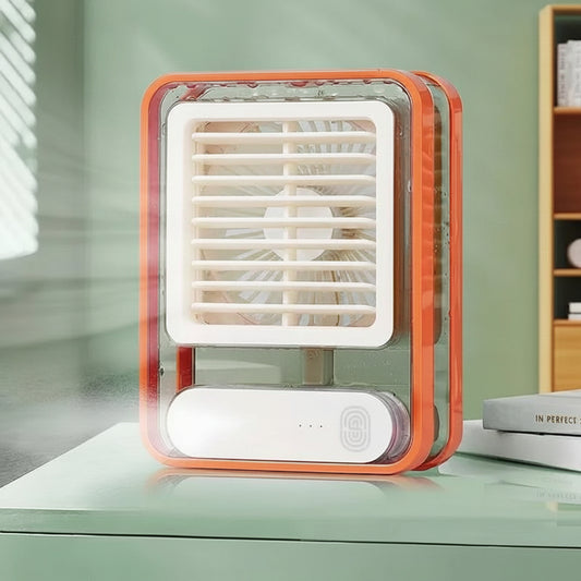 Portable USB cooling fan with mist spray for home and office use in Pakistan