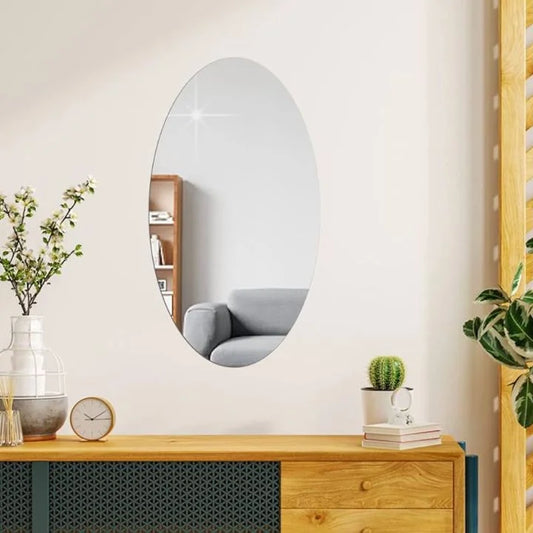 Oval acrylic mirror wall stickers for modern home decor in Pakistan bedroom wall